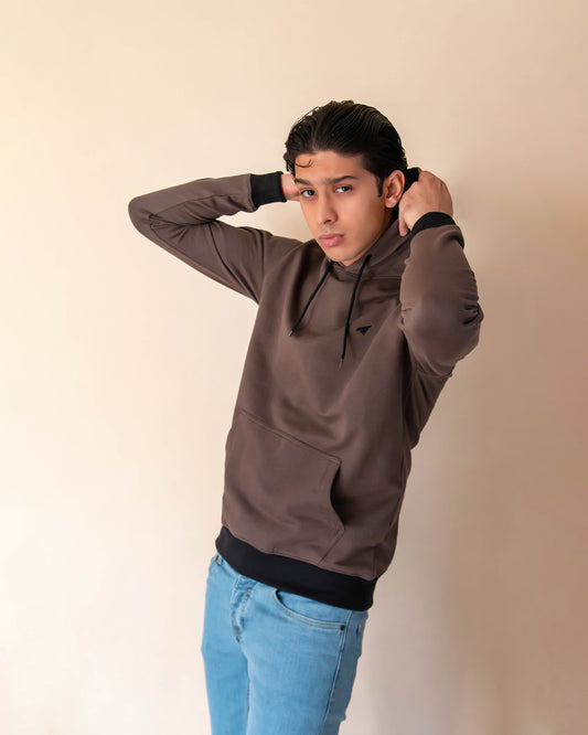 BROWN PULL OVER HOODIE - ZOLZA