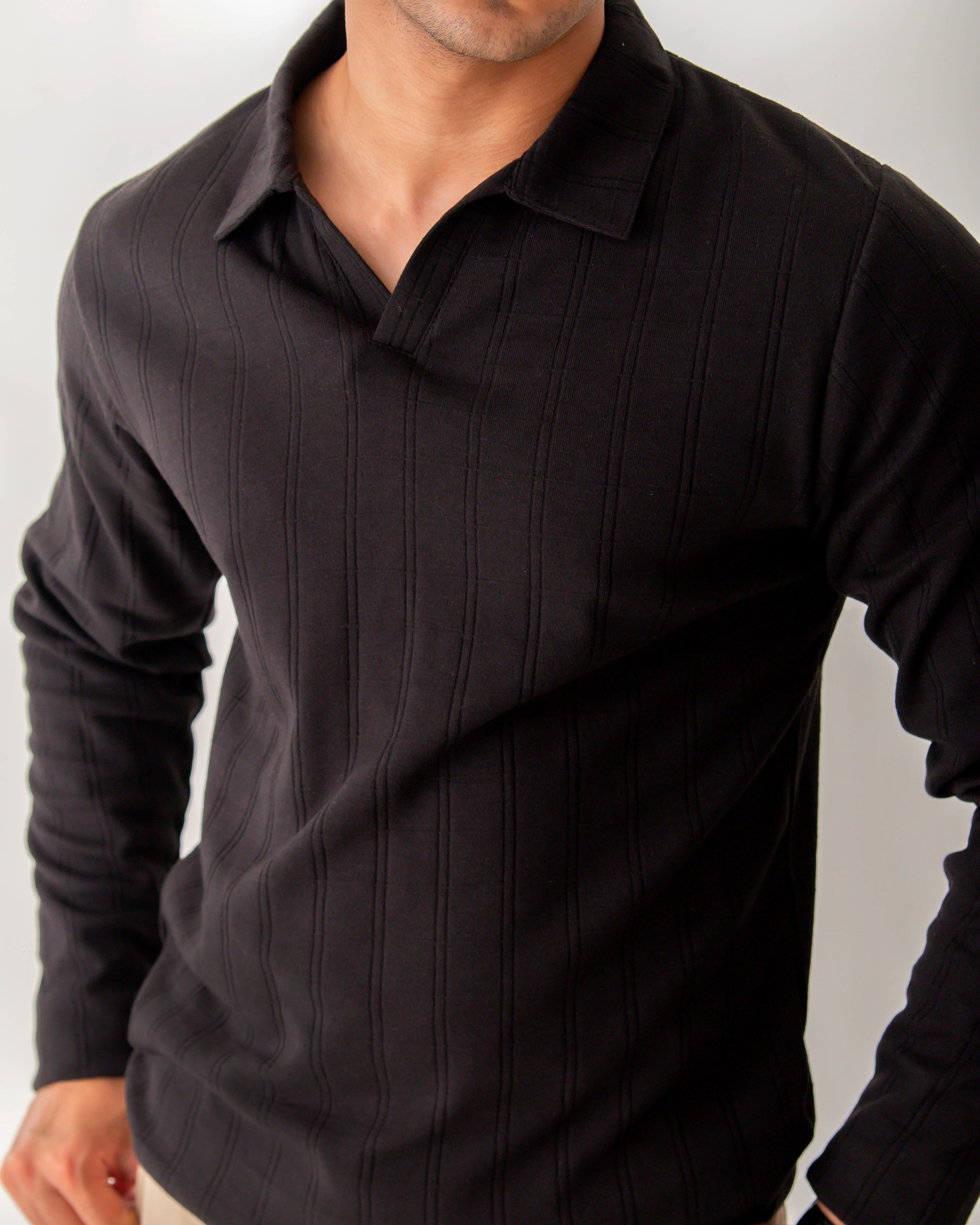 MENS SELF POLO COLLAR SWEAT