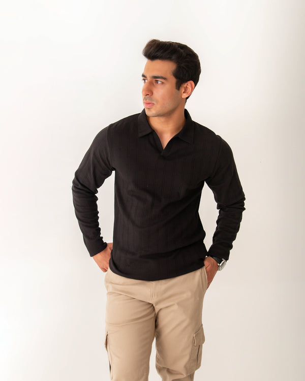 MENS SELF POLO COLLAR SWEAT