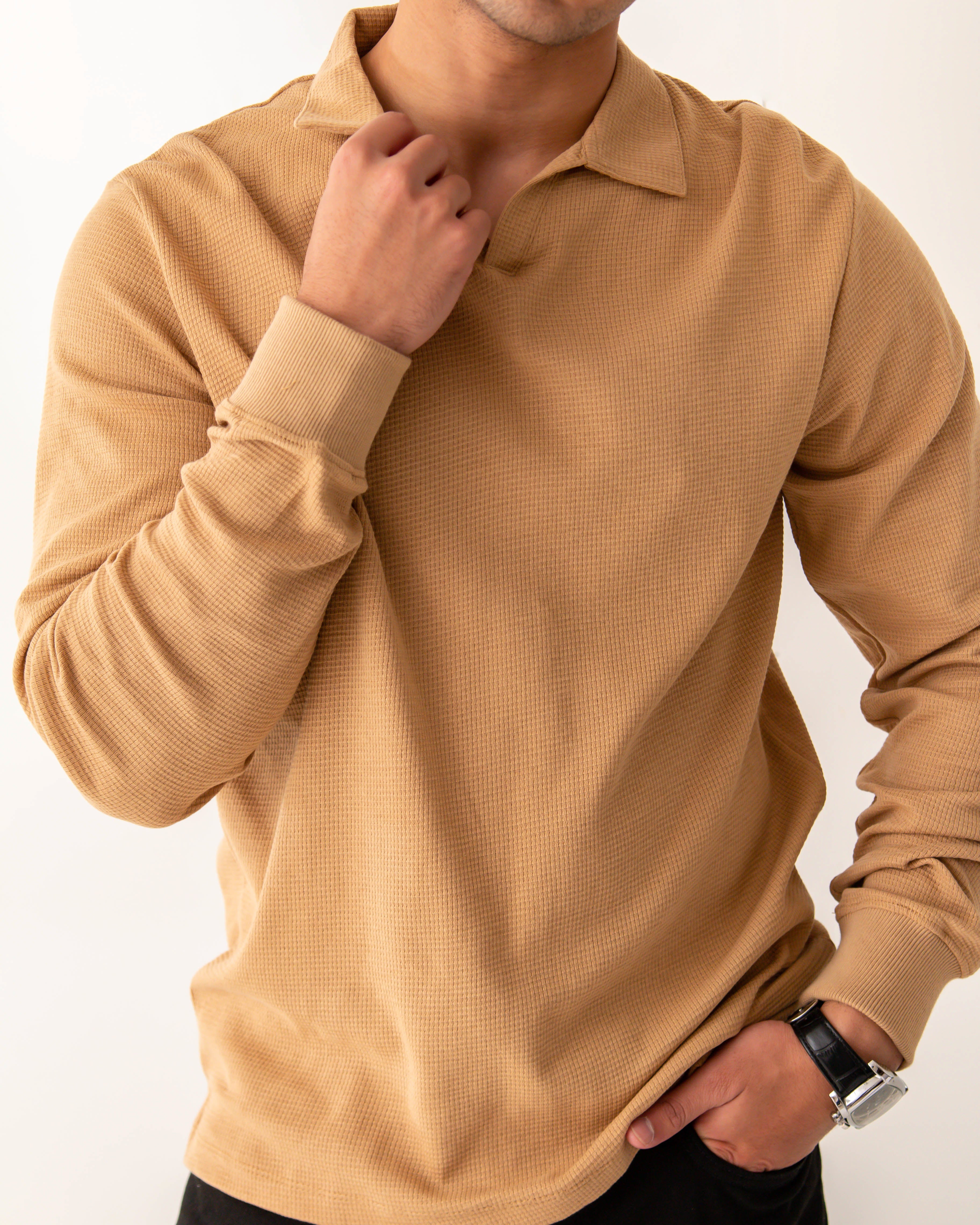 MENS SELF POLO COLLAR SWEAT