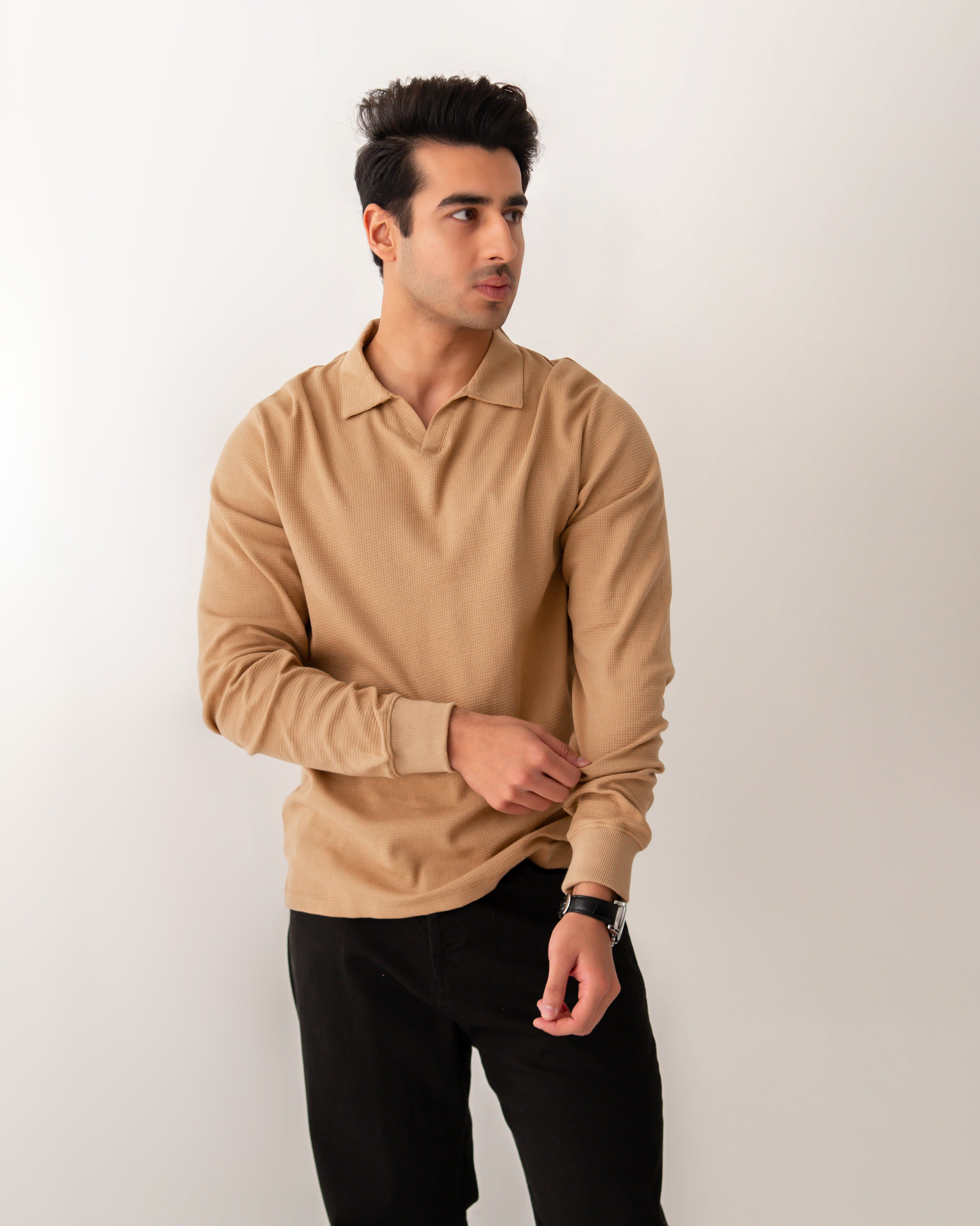 MENS SELF POLO COLLAR SWEAT