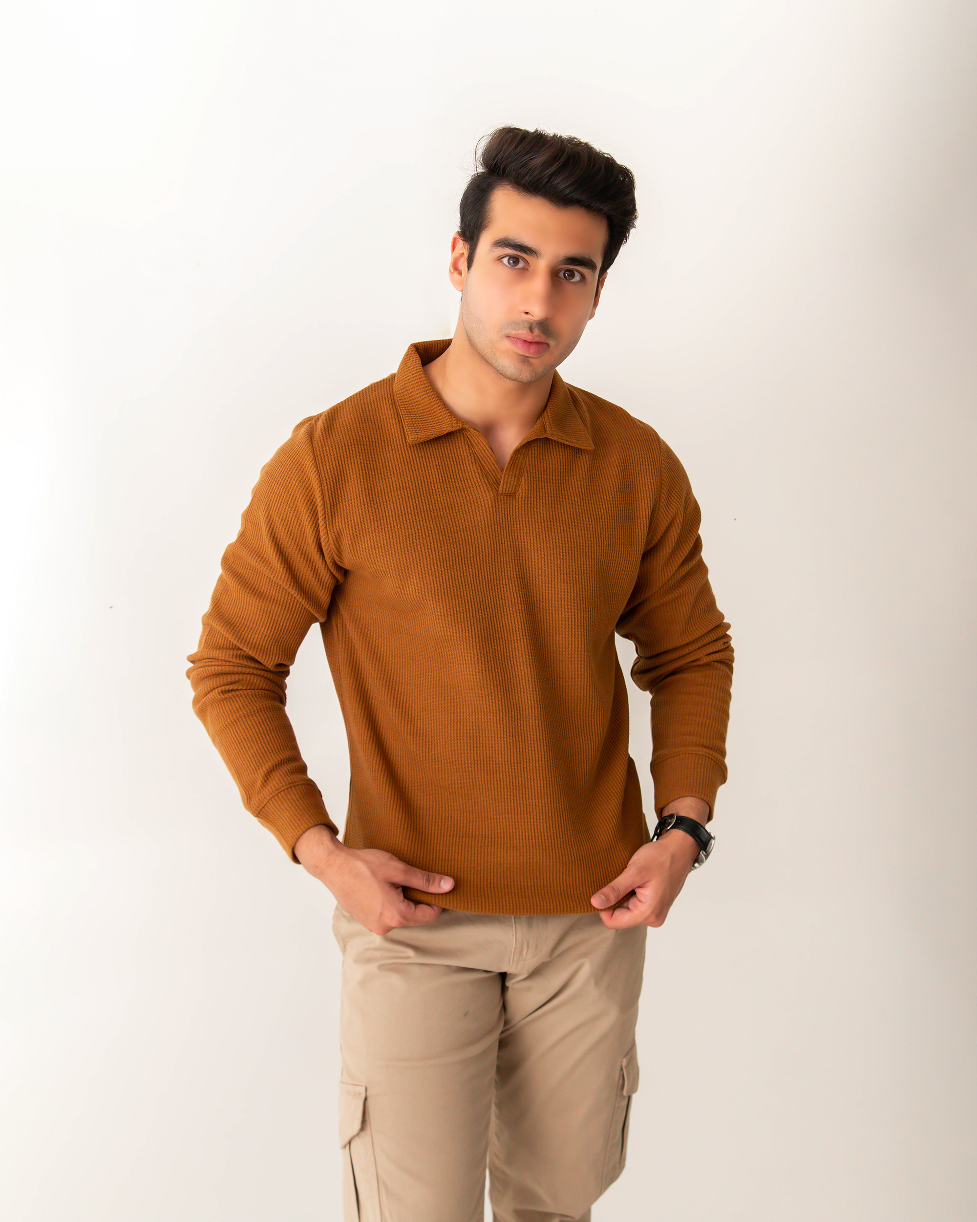 MENS SELF POLO COLLAR SWEAT