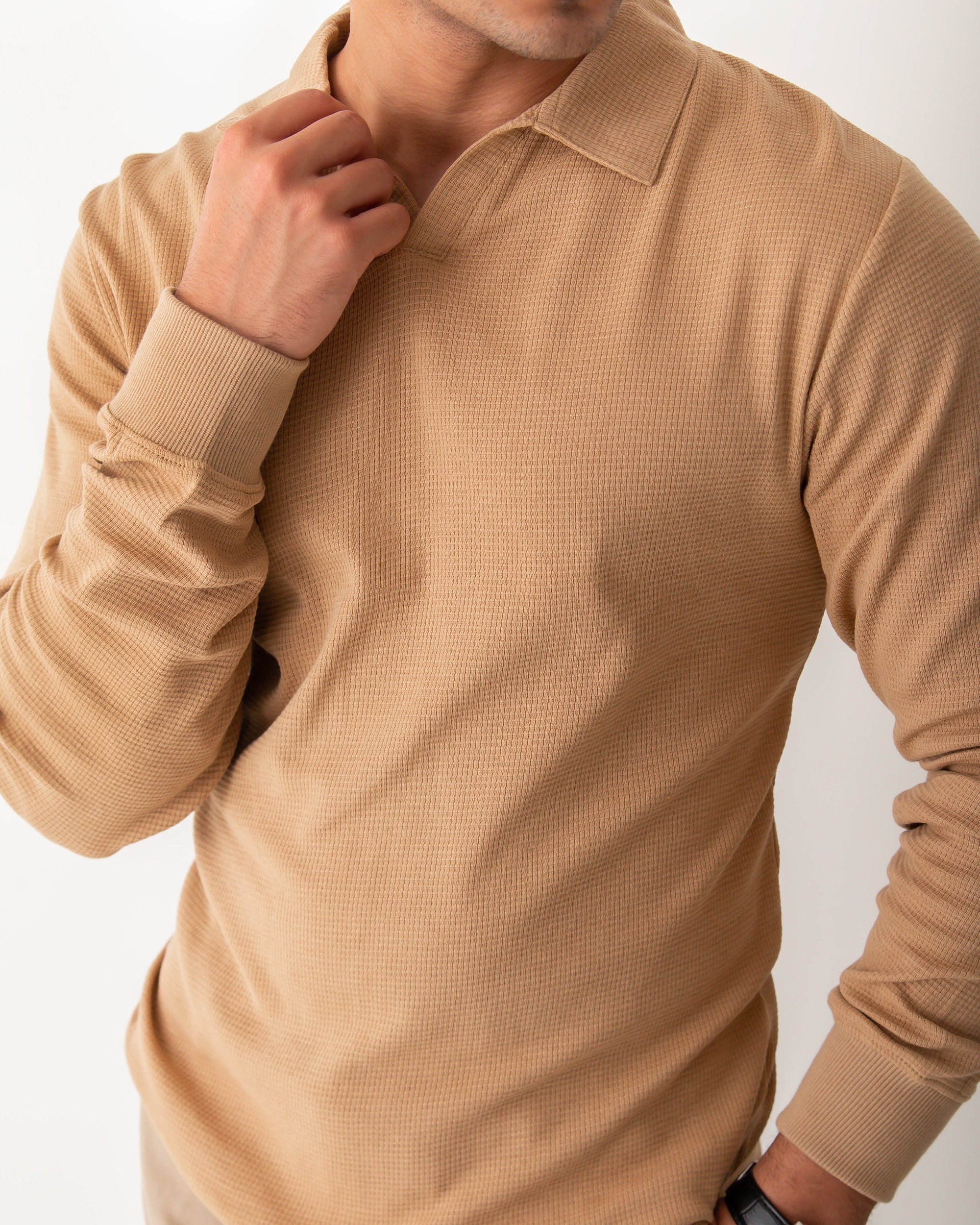 MENS SELF POLO COLLAR SWEAT