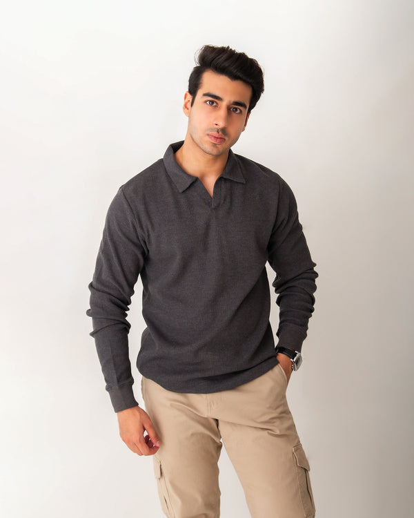 MENS SELF POLO COLLAR SWEAT