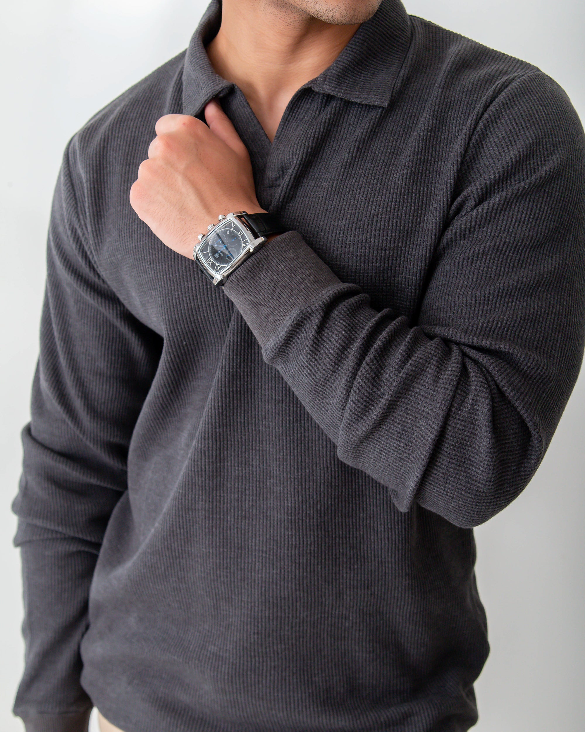 MENS SELF POLO COLLAR SWEAT