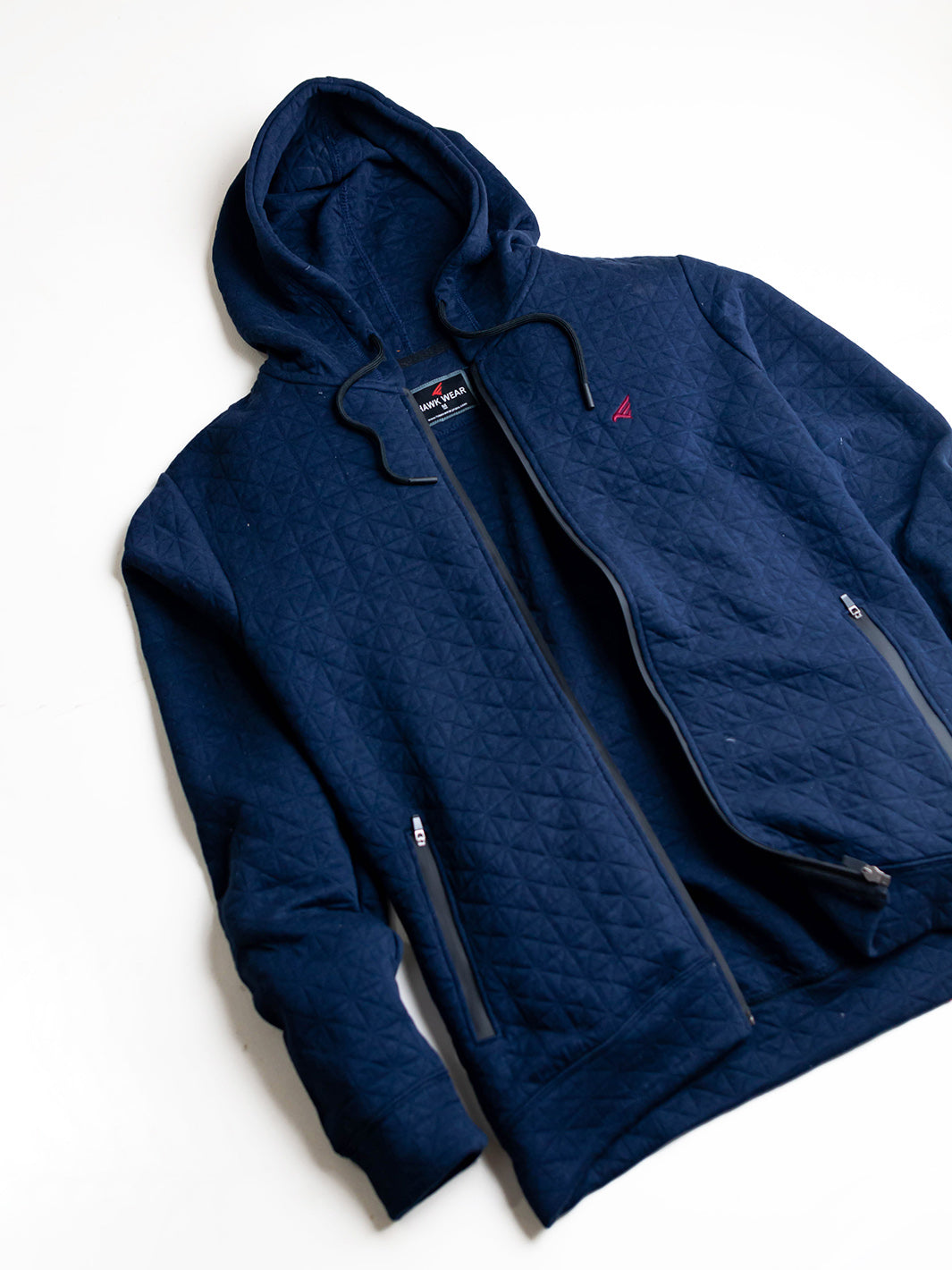 NAVY QUILTED HOODIE FULL ZIPPER - VONS